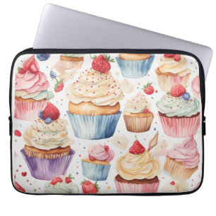 Capa Para Notebook Padrões digitais de Creme e Cupcake