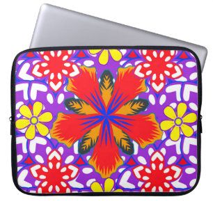 Capa Para Notebook Padrões florais finos e fofinhos em branco, vermel