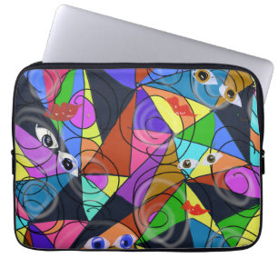 Capa Para Notebook Padrões Geométricos Abstratos Surrealistas com Olh