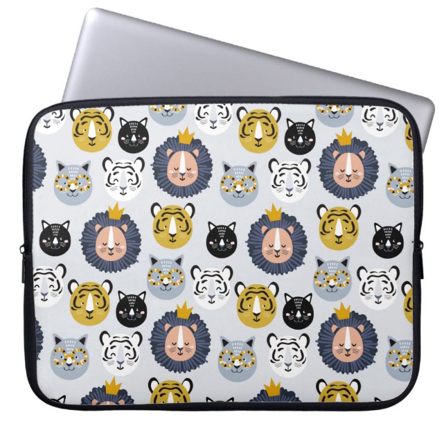 Capa Para Notebook Padrões perfeitos infantis com leões desenhados à  (Frente)