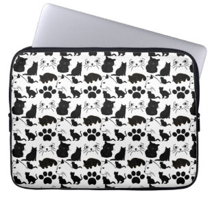 CAPA PARA NOTEBOOK PADRÕES PRETOS DE GATOS
