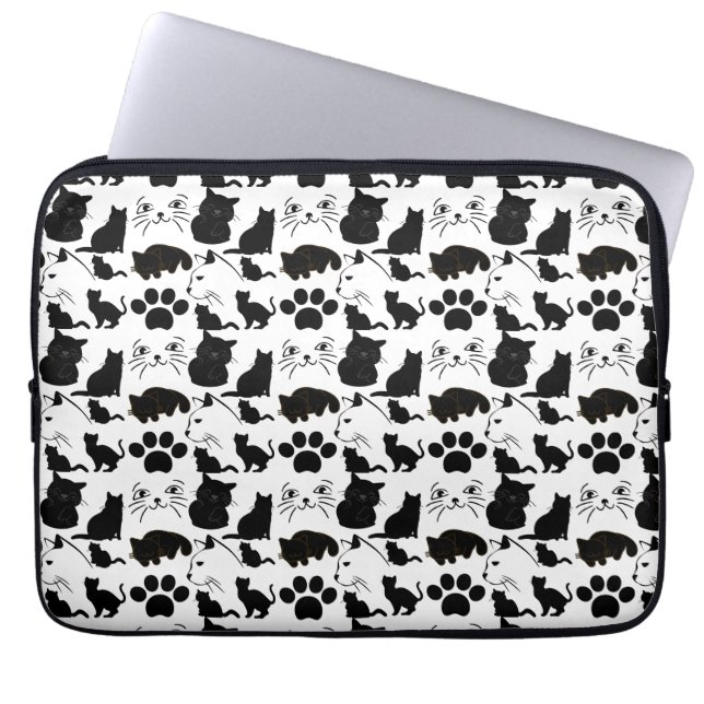 CAPA PARA NOTEBOOK PADRÕES PRETOS DE GATOS (Frente)