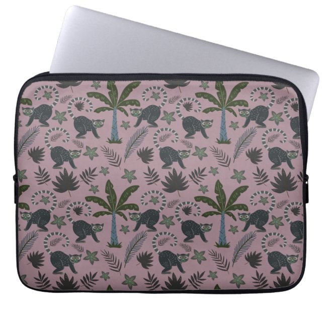 Capa Para Notebook Padrões sem costura Macacos tropicais saltando (Frente)