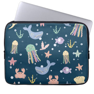 Capa Para Notebook Padrões sem costura para a vida marinha