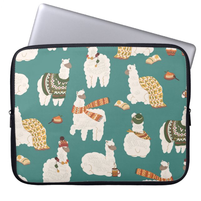 Capa Para Notebook Padrões Sem Olho De Llama Alpaca Sweater. (Frente)