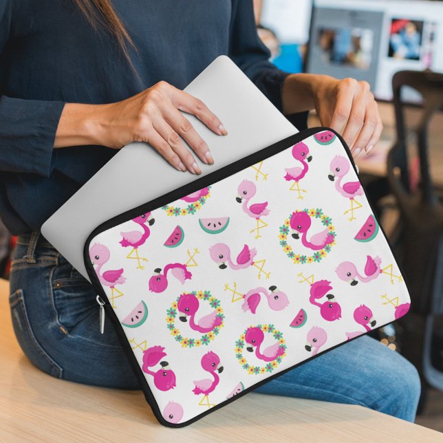 Capa Para Notebook Padrões Tropicais, Flamingos, Melancias, Flores (Criador carregado)
