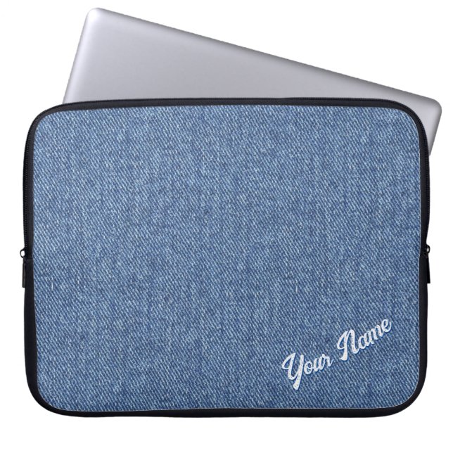 CAPA PARA NOTEBOOK PADRONIZADO EM JEANS AZUL PERSONALIZADO (Frente)