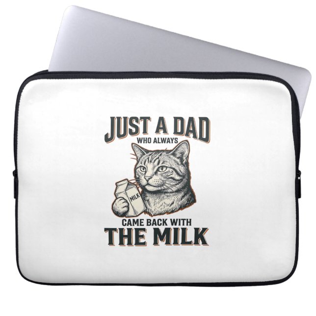 Capa Para Notebook Pai de Gato Engraçado Voltou Com o Leite Camiseta  (Frente)