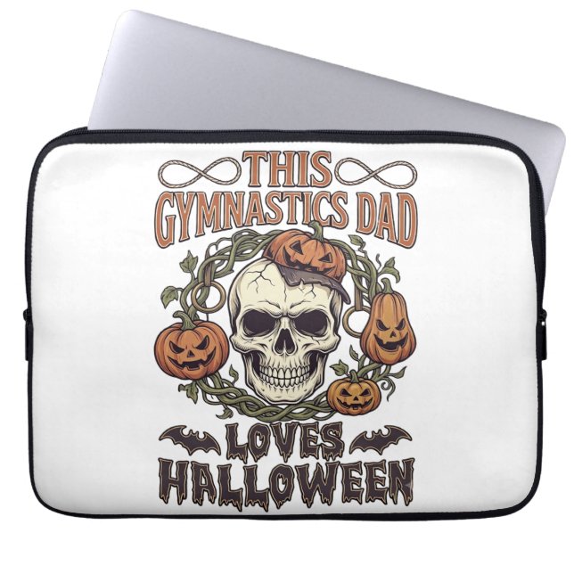 Capa Para Notebook Pai de Ginástica Ama Halloween Caveira Abóboras Mo (Frente)