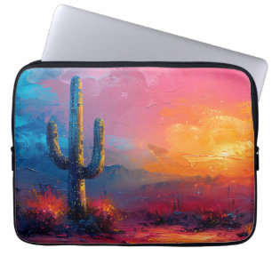 Capa Para Notebook Paisagem Colorida do Deserto de Pintura de Cactus