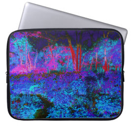 Capa Para Notebook Paisagem de Jardim Impressionista Azul Escuro e Ve