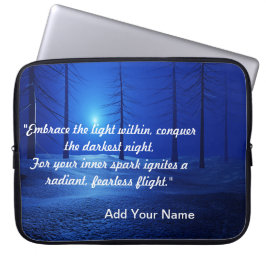 Capa Para Notebook Paisagem estética florestal Escuro Motivação azul