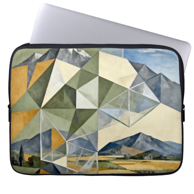 Capa Para Notebook Paisagem Montanhosa Abstrata Geométrica (Frente)