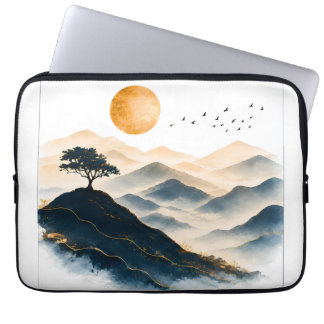 Capa Para Notebook Paisagem Montanhosa do Sol Dourado