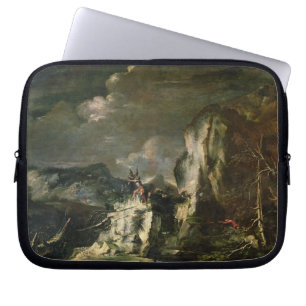 Capa Para Notebook Paisagem rochosa com um caçador e os guerreiros