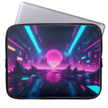 Paisagem Urbana Cyberpunk Neon Synthwave Retro Tec