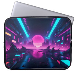 Capa Para Notebook Paisagem Urbana Cyberpunk Neon Synthwave Retro Tec