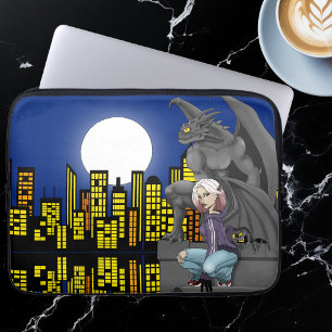 Capa Para Notebook Paisagem Urbana de Fantasia Urbana com Gárgula