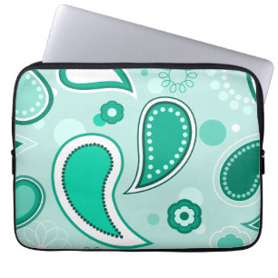 Capa Para Notebook Paisley Preto e Verde Personalizado