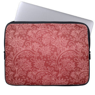 Capa Para Notebook Paisley Vermelho Damasco Designer Floral Vintage C