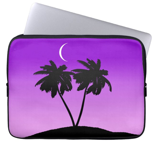 Capa Para Notebook Palm Tree Silhouette em Púrpura (Frente)