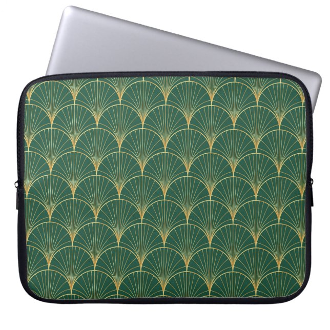 Capa Para Notebook Palm verde Folha Art Deco (Frente)