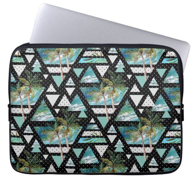 Capa Para Notebook Palmas & teste padrão de ondas geométricos (Frente)