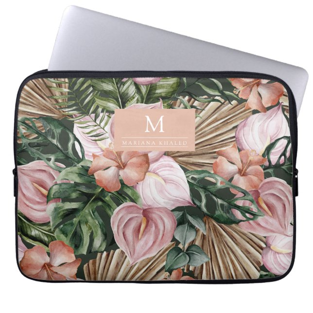 Capa Para Notebook Palmeira da selva deixa flores da floresta tropica (Frente)