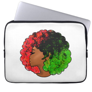 Capa Para Notebook Pan-africana menina mulher negra verde vermelho or