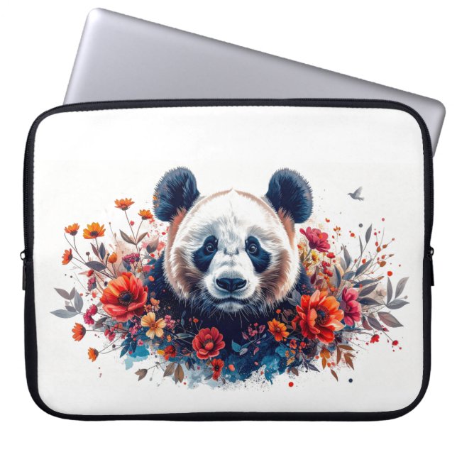 Capa Para Notebook Panda Amongst Flowers (Frente)