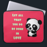 Capa Para Notebook Panda com citação de amor inspiracional<br><div class="desc">Citação inspiradora com uma bela ilustração do urso panda. Diz a citação,  que tudo o que você faz seja feito apaixonado. Assustador e inspirador.</div>
