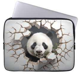 Capa Para Notebook Panda Cracking Buraco Arte Panda Muralha Esmagada