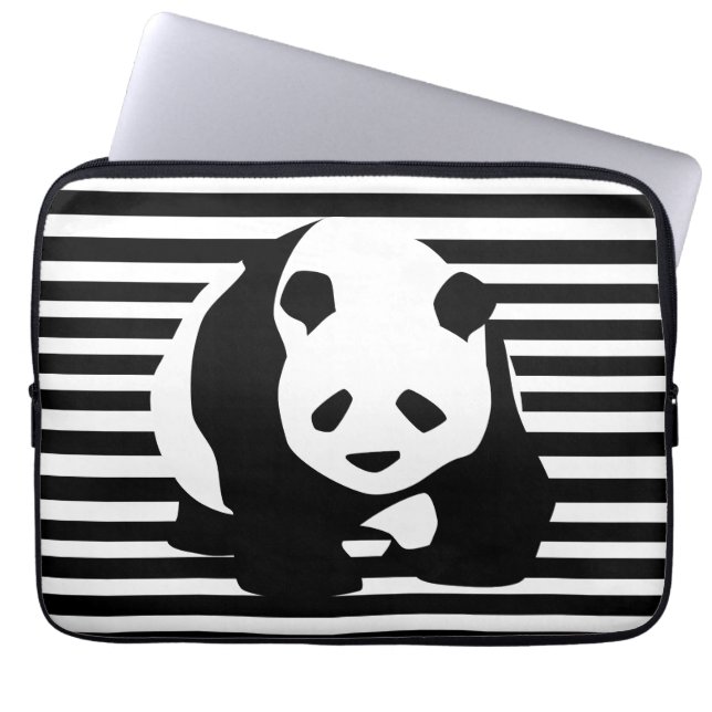Capa Para Notebook Panda e faixas brancas e pretas (Frente)