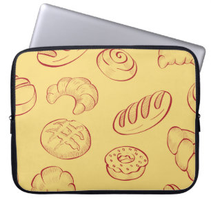 Capa Para Notebook Panificação, croissant, comida, padrão sem costura