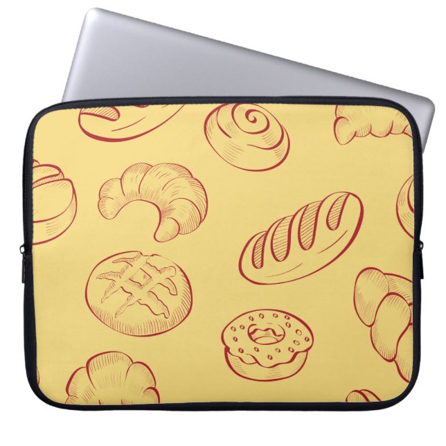 Capa Para Notebook Panificação, croissant, comida, padrão sem costura (Frente)