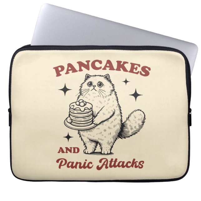 Capa Para Notebook Panquecas e ataques de pânico gato engraçado (Frente)