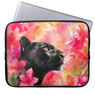 Capa Para Notebook Pantera Negra Selvagem Floral Selvagem Elegante