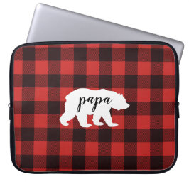 Capa Para Notebook Papá Russo Urso Vermelho e Xadrez Negra