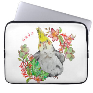 Capa Para Notebook Papagaio-da-corla-branca em flores tropicais Baby 