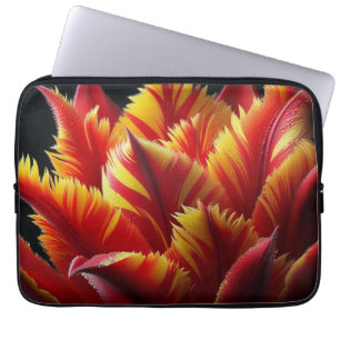 Capa Para Notebook Papagaio Tulip Floral Vermelho e Amarelo