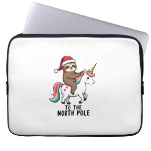 Capa Para Notebook Papai Noel Preguiça Montando Unicórnio Camiseta Na