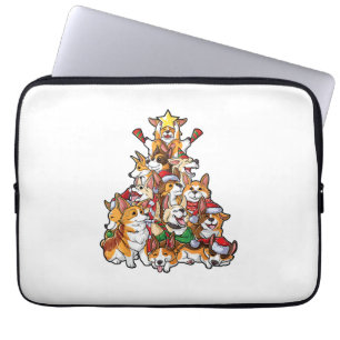 Capa Para Notebook Papais noeis de Cachorro de Árvore de Natal Corgi 