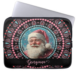 Capa Para Notebook Papais noeis Retro Personalizados Pinkmas Floral M