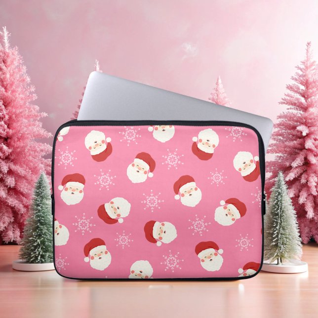 Capa Para Notebook Papais noeis rosa 2 (Pink Santa Laptop Case Cover)