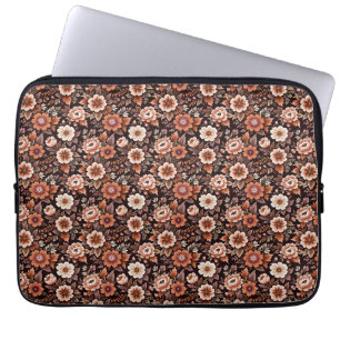 Capa Para Notebook Papel de embrulho floral laranja vintage