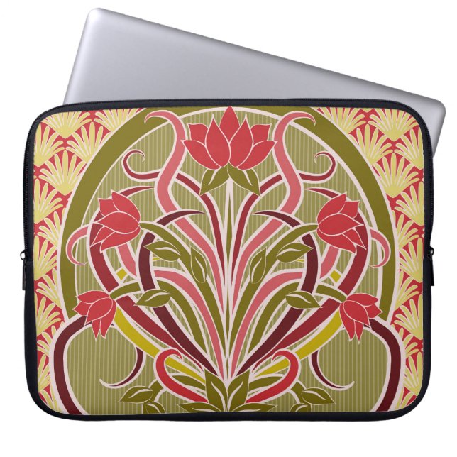 Capa Para Notebook Papel de parede floral Art Nouveau. (Frente)