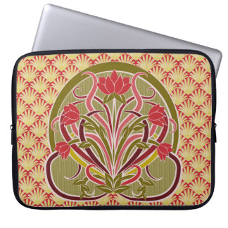 Capa Para Notebook Papel de parede floral no estilo art nouveau, vint