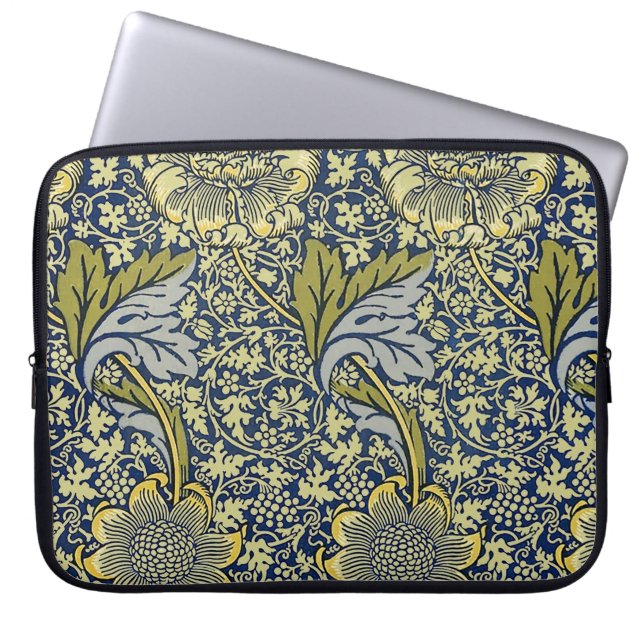 Capa Para Notebook Papel de Parede Floral William Morris Kennet Azul  (Frente)