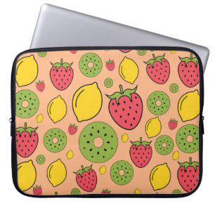 Capa Para Notebook Papel de parede frutado: morangos, limões, kiwis.