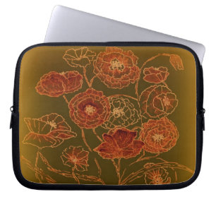Capa Para Notebook Papoilas de bronze do art deco